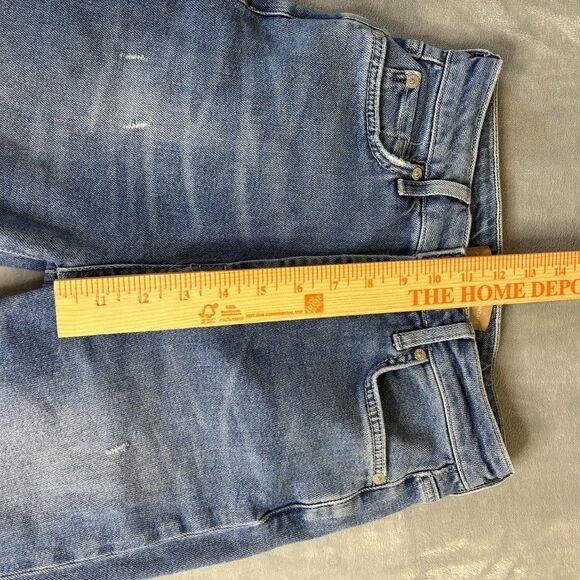 7 For All Mankind Luxe Vintage Ultra High Rise 26 Slim Kick Distressed Button - Picture 8 of 16